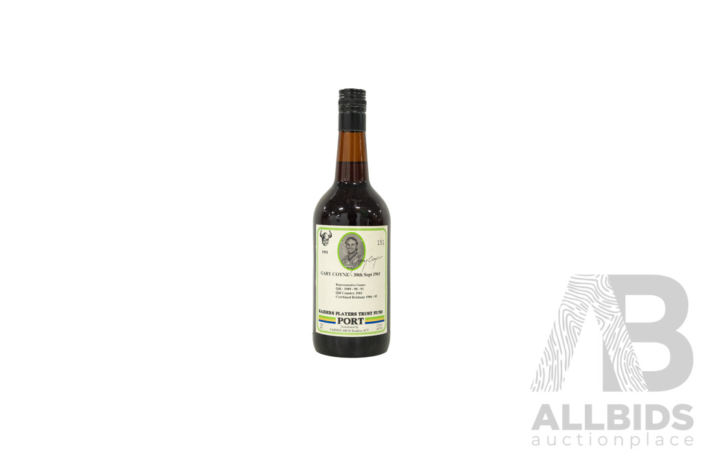 8 X 1991 Canberra Raiders Players Trust Fund Port 750ml Bottles - Personally Signed by Raiders Legends