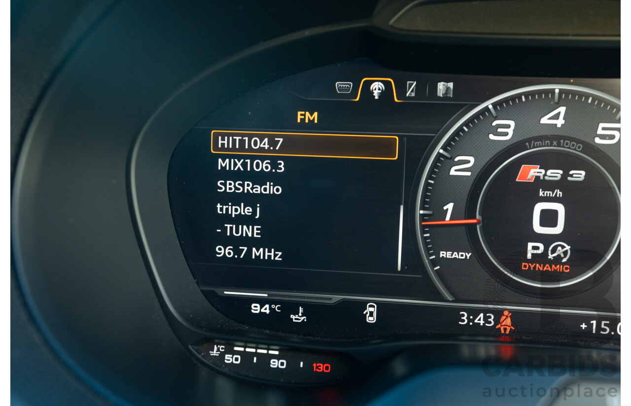 8/2017 Audi RS3 Quattro (AWD) 8V 4d Sedan Mythos Black Turbo 2.5L - Modified Stage 2