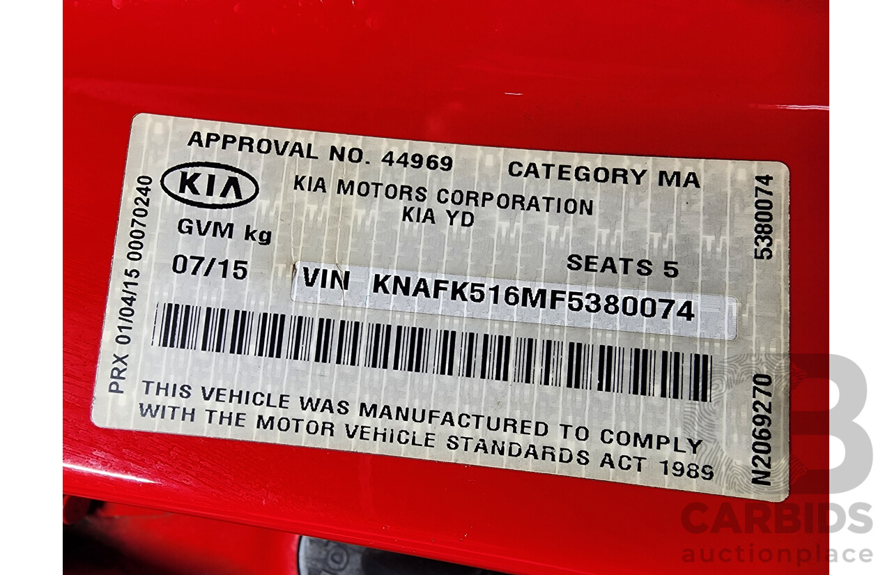 7/2014 Kia Cerato S Premium YD MY15 5d Hatchback Red 1.8L