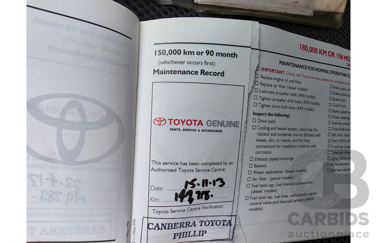 4/2005 Toyota Hilux SR5 (4x4) GGN25R X Cab P/Up White 4.0L