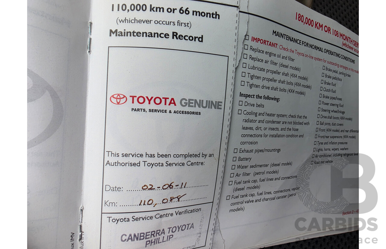 4/2005 Toyota Hilux SR5 (4x4) GGN25R X Cab P/Up White 4.0L