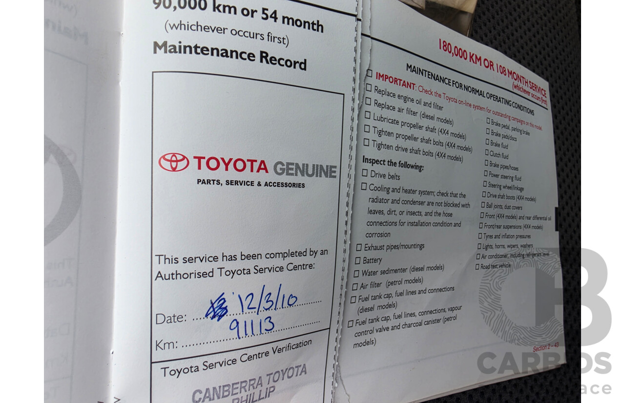 4/2005 Toyota Hilux SR5 (4x4) GGN25R X Cab P/Up White 4.0L