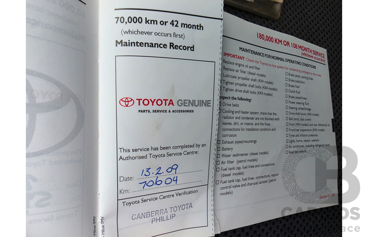 4/2005 Toyota Hilux SR5 (4x4) GGN25R X Cab P/Up White 4.0L