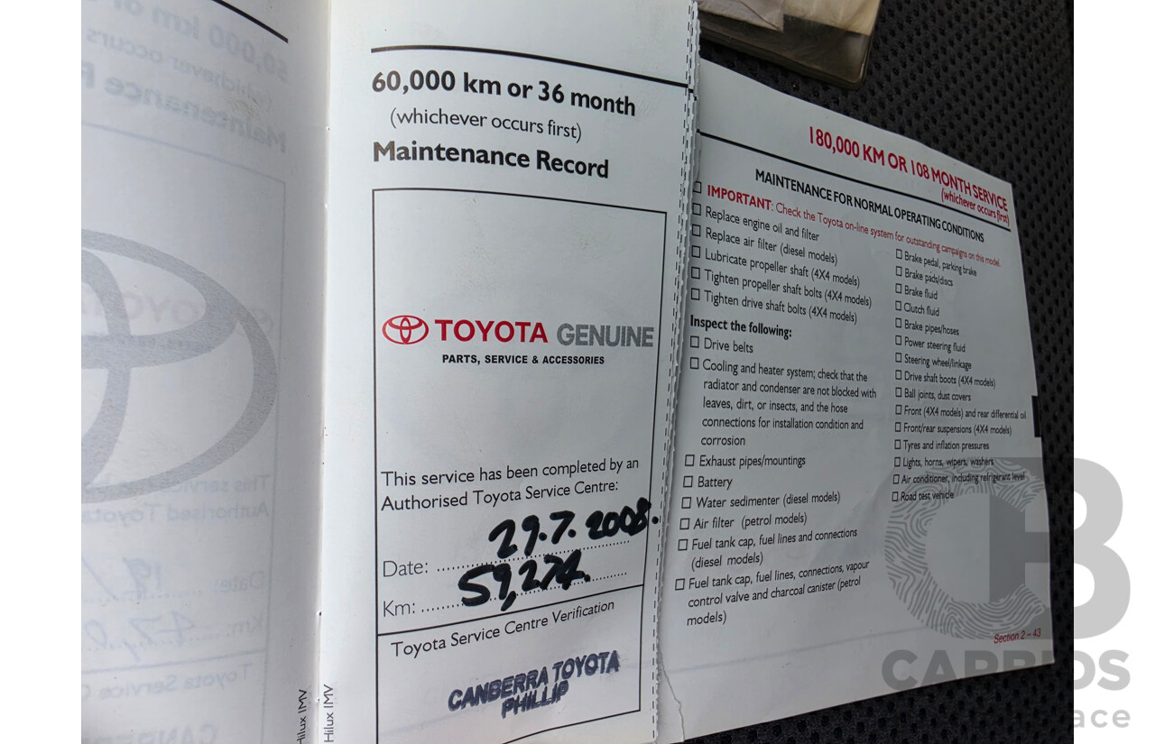 4/2005 Toyota Hilux SR5 (4x4) GGN25R X Cab P/Up White 4.0L