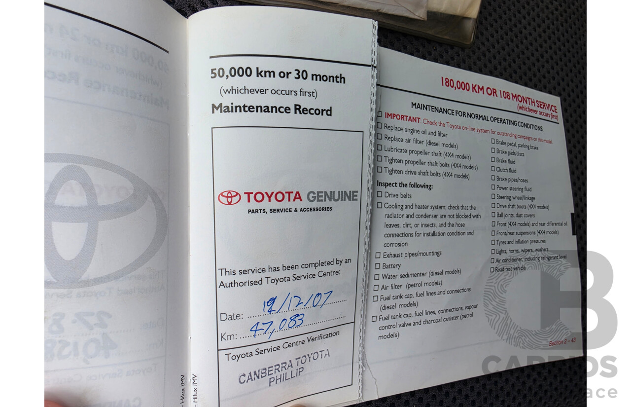 4/2005 Toyota Hilux SR5 (4x4) GGN25R X Cab P/Up White 4.0L