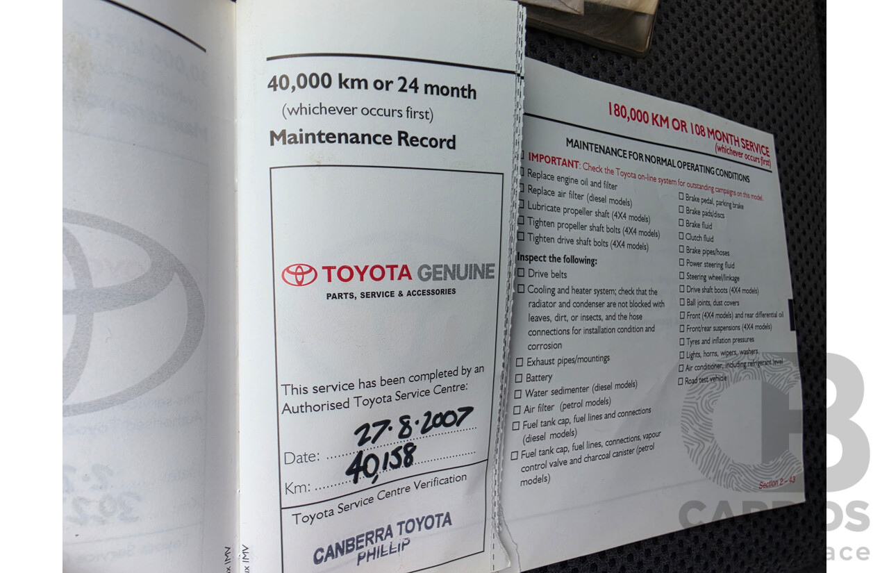 4/2005 Toyota Hilux SR5 (4x4) GGN25R X Cab P/Up White 4.0L