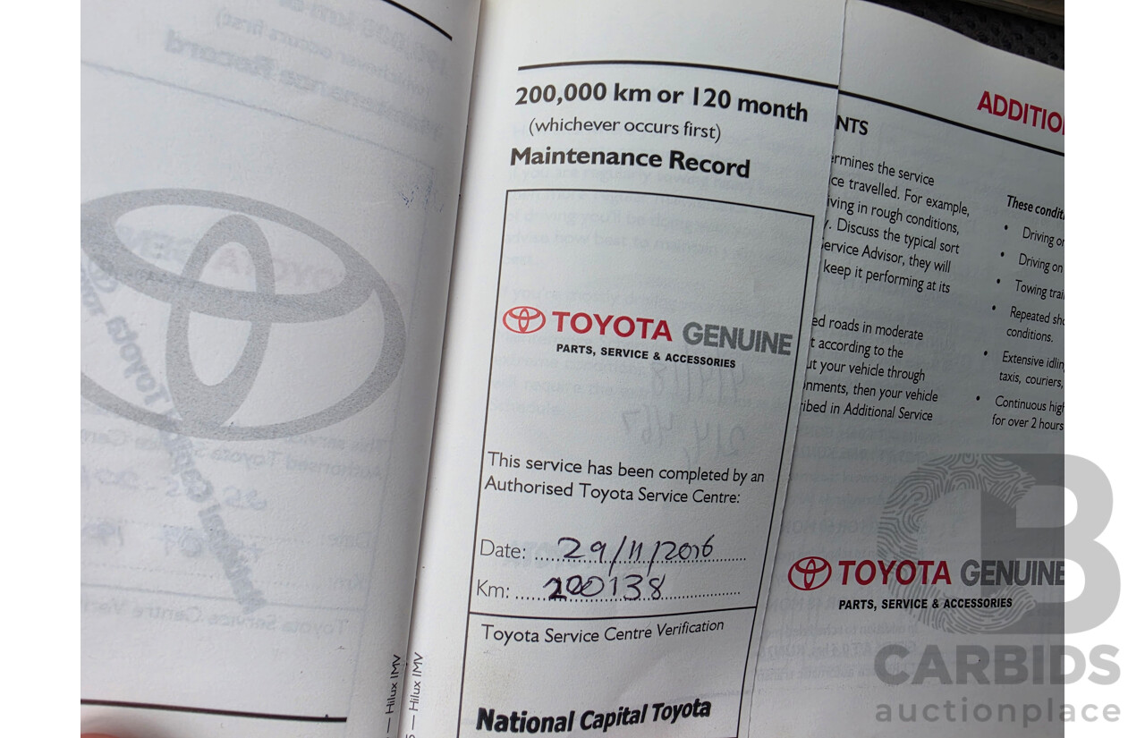 4/2005 Toyota Hilux SR5 (4x4) GGN25R X Cab P/Up White 4.0L