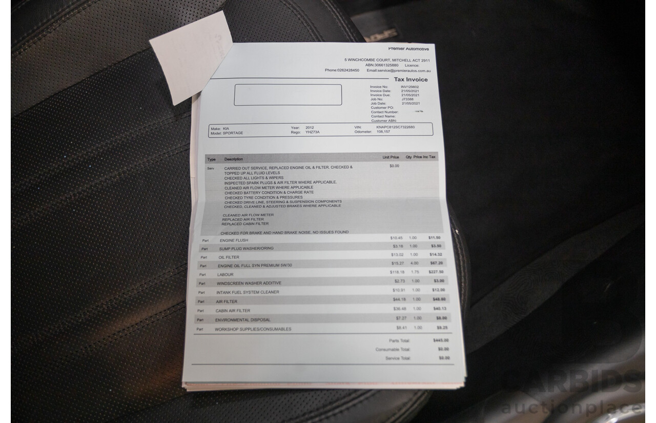 4/2012 Kia Sportage Platinum (AWD) SL MY12 4d Wagon Mineral Silver Metallic 2.4L