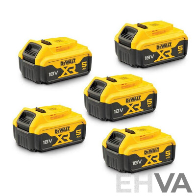 DeWalt 18V XR 5.0 AH Li-Ion Battery - 5 Pack