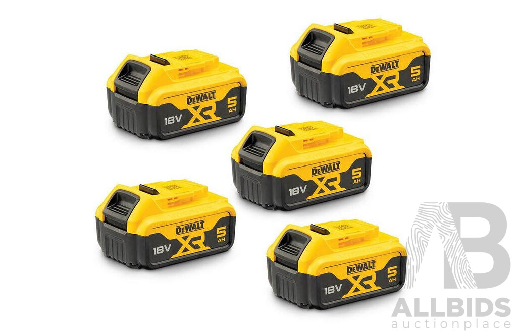 DeWalt 18V-XR 5.0AH Li-Ion Battery (5 Pack)