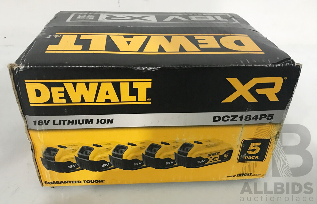 DeWalt 18V XR 5.0 AH Li-Ion Battery - 5 Pack