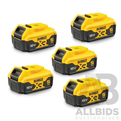 DeWalt 18V XR 5.0 AH Li-Ion Battery - 5 Pack