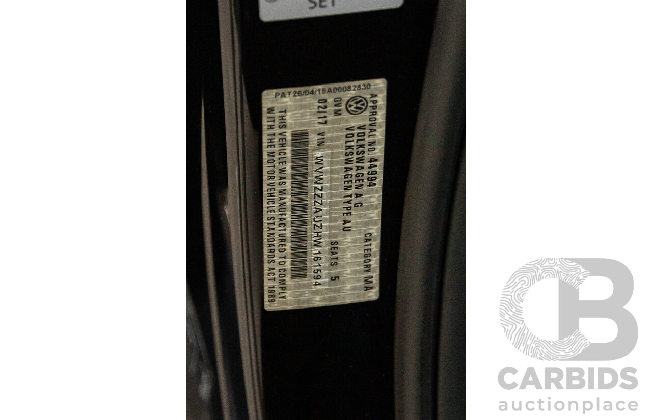 02/2017 Volkswagen Golf 92 TSI TRENDLINE FWD AU MY17 5D Hatchback Black 1.4L