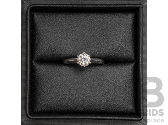 18ct White Gold & Diamond Solitaire Engagement Ring with Valuation - Size P