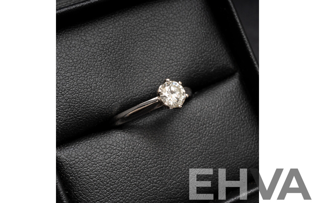 18ct White Diamond Solitaire Engagement Ring with Valuation - Size P