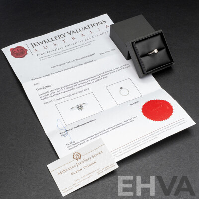 18ct White Diamond Solitaire Engagement Ring with Valuation - Size P