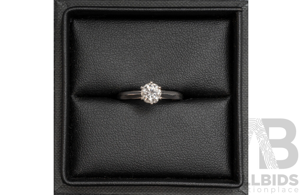 18ct White Gold & Diamond Solitaire Engagement Ring with Valuation - Size P