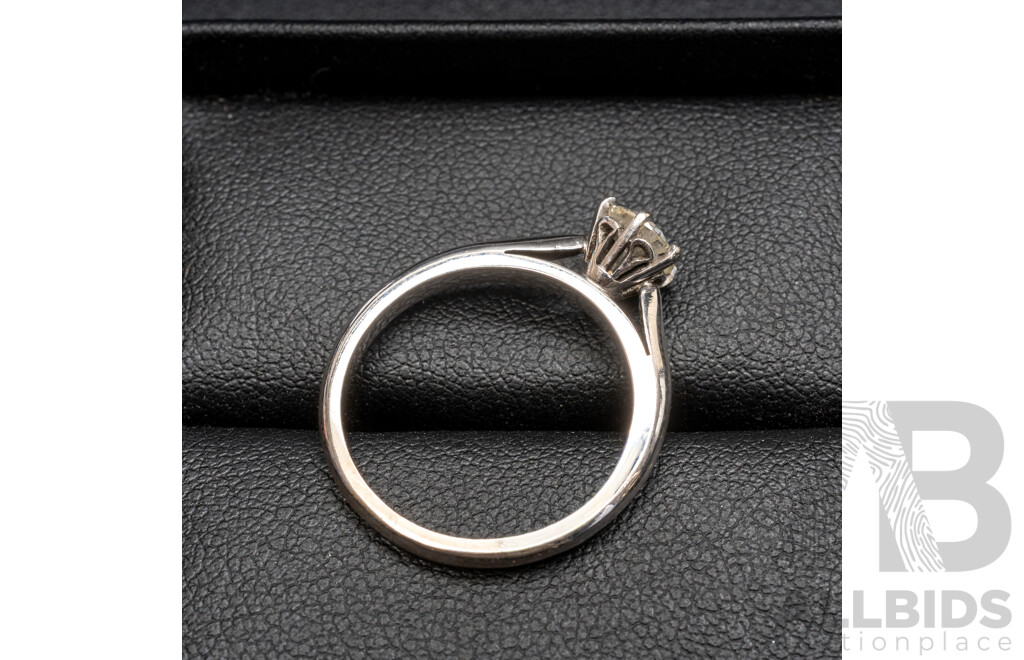 18ct White Gold & Diamond Solitaire Engagement Ring with Valuation - Size P