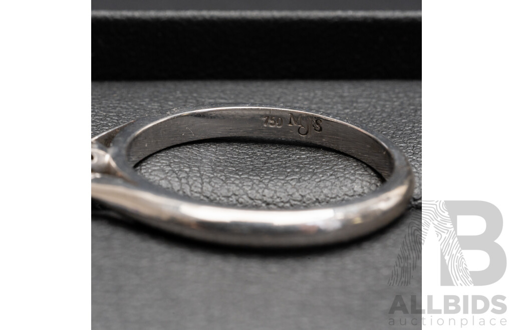 18ct White Gold & Diamond Solitaire Engagement Ring with Valuation - Size P