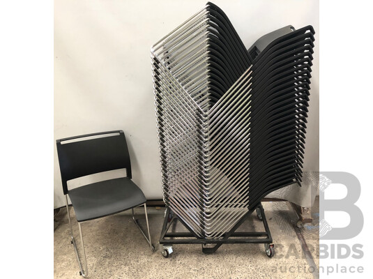 1660156 · Axona Aichi Sled Base Chairs - Lot of 30 and Axona Aichi Chair Trolley