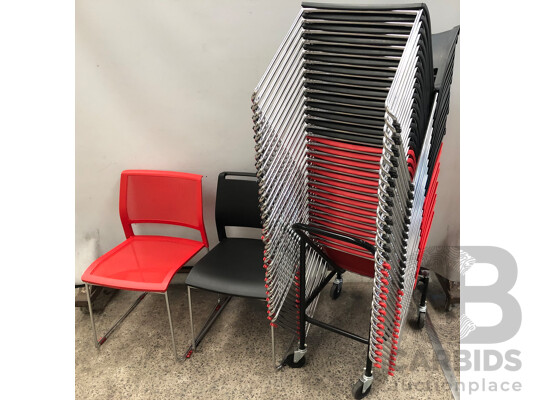 1660160 · Axona Aichi Sled Base Chairs - Lot of 31 and Axona Aichi Tipo Chair Trolley