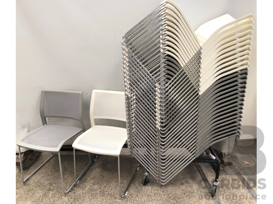 1660162 · Axona Aichi Sled Base Chairs - Lot of 29 and Axona Aichi Tipo Chair Trolley