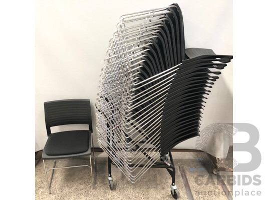 1660164 · Axona Aichi Sled Base Chairs - Lot of 28 and Axona Aichi Tipo Chair Trolley