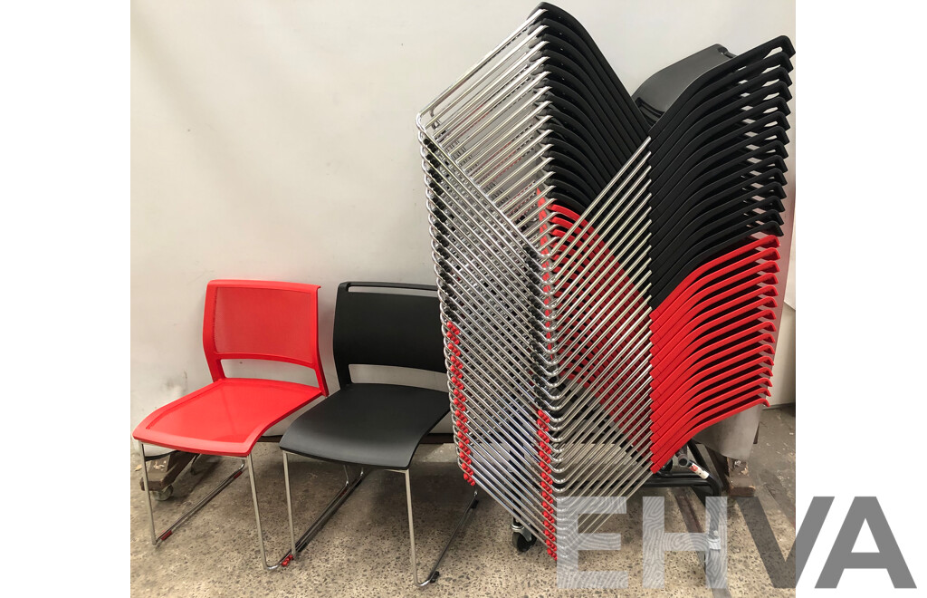 Axona Aichi Sled Base Chairs - Lot of 31 and Axona Aichi Tipo Chair Trolley