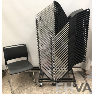 Axona Aichi Sled Base Chairs - Lot of 30 and Axona Aichi Chair Trolley