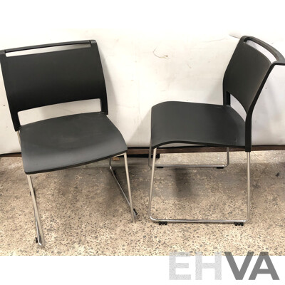Axona Aichi Sled Base Chairs - Lot of 30 and Axona Aichi Chair Trolley
