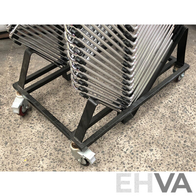 Axona Aichi Sled Base Chairs - Lot of 30 and Axona Aichi Chair Trolley