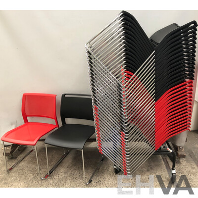 Axona Aichi Sled Base Chairs - Lot of 31 and Axona Aichi Tipo Chair Trolley