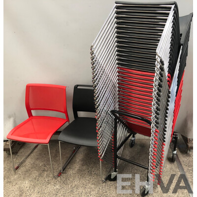Axona Aichi Sled Base Chairs - Lot of 31 and Axona Aichi Tipo Chair Trolley