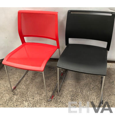 Axona Aichi Sled Base Chairs - Lot of 31 and Axona Aichi Tipo Chair Trolley