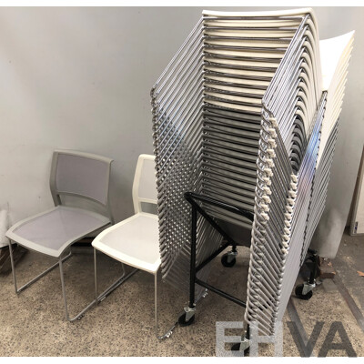 Axona Aichi Sled Base Chairs - Lot of 29 and Axona Aichi Tipo Chair Trolley