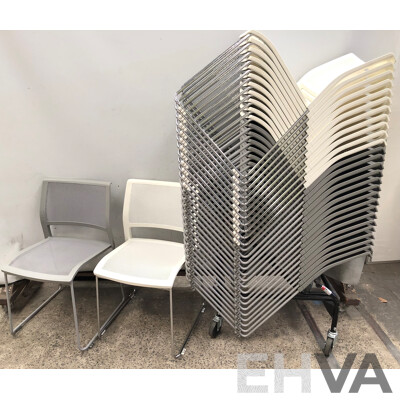 Axona Aichi Sled Base Chairs - Lot of 29 and Axona Aichi Tipo Chair Trolley