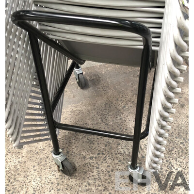 Axona Aichi Sled Base Chairs - Lot of 29 and Axona Aichi Tipo Chair Trolley