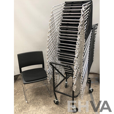 Axona Aichi Sled Base Chairs - Lot of 28 and Axona Aichi Tipo Chair Trolley