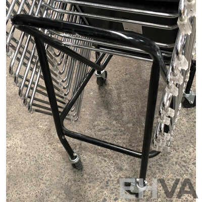 Axona Aichi Sled Base Chairs - Lot of 28 and Axona Aichi Tipo Chair Trolley
