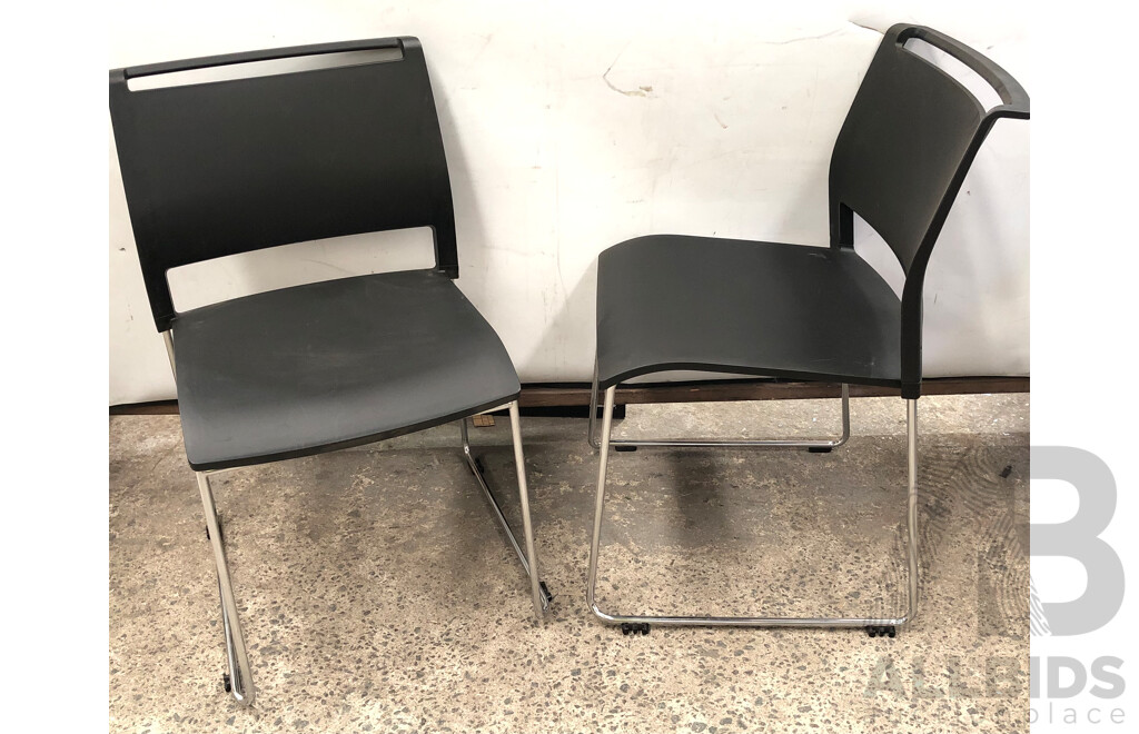 Axona Aichi Sled Base Chairs - Lot of 30 and Axona Aichi Chair Trolley