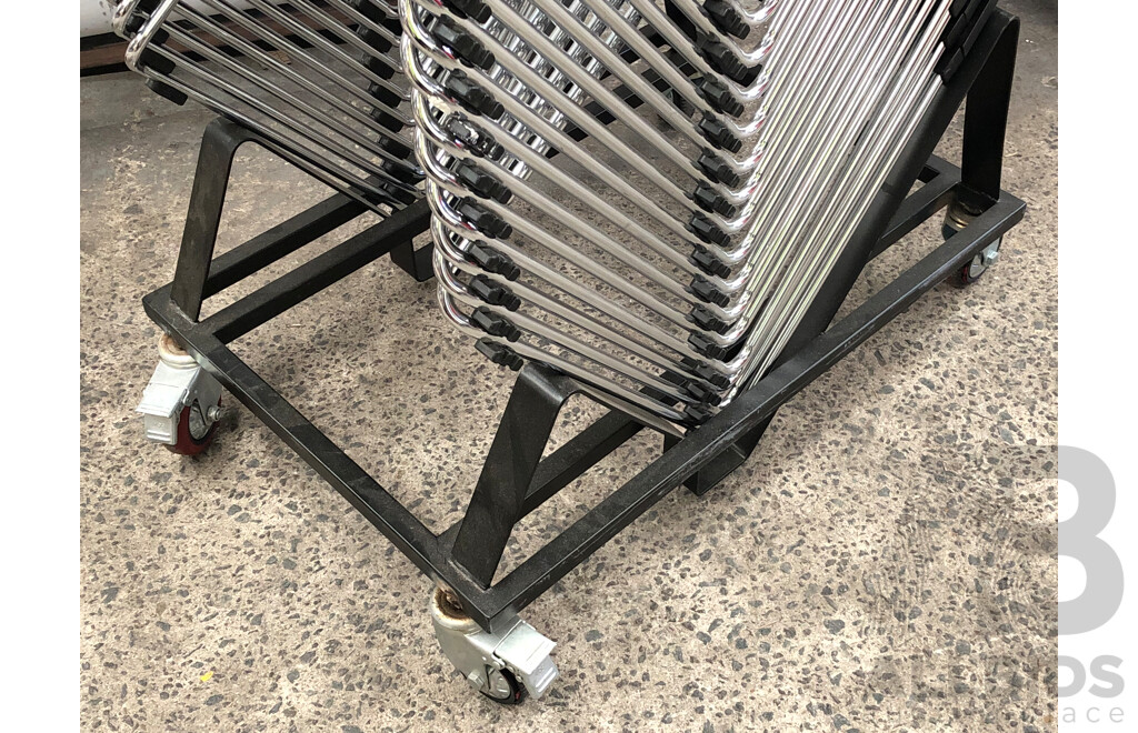 Axona Aichi Sled Base Chairs - Lot of 30 and Axona Aichi Chair Trolley