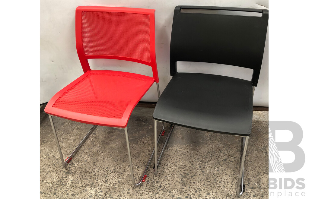 Axona Aichi Sled Base Chairs - Lot of 31 and Axona Aichi Tipo Chair Trolley