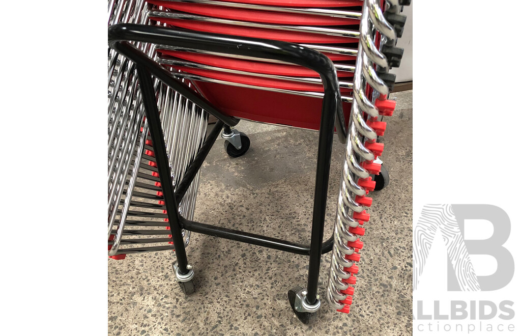 Axona Aichi Sled Base Chairs - Lot of 31 and Axona Aichi Tipo Chair Trolley