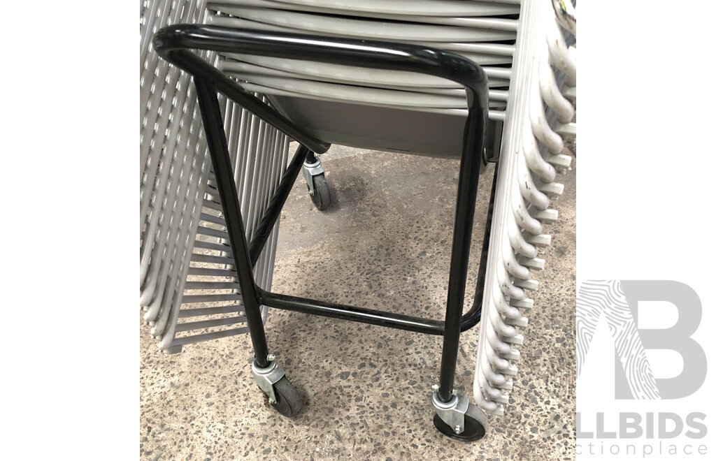 Axona Aichi Sled Base Chairs - Lot of 29 and Axona Aichi Tipo Chair Trolley