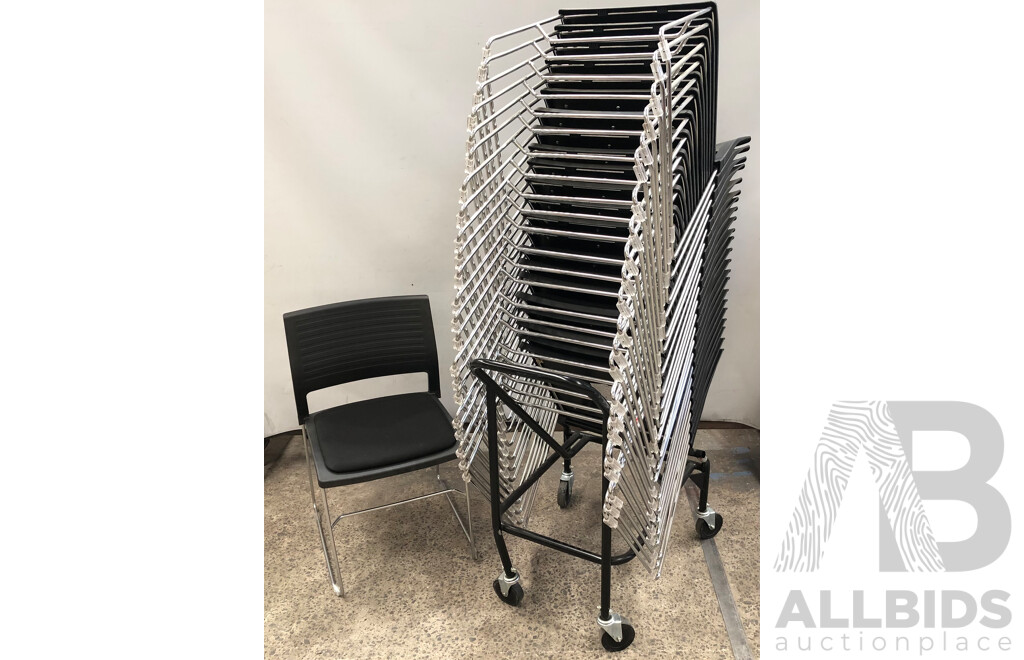 Axona Aichi Sled Base Chairs - Lot of 23 and Axona Aichi Tipo Chair Trolley