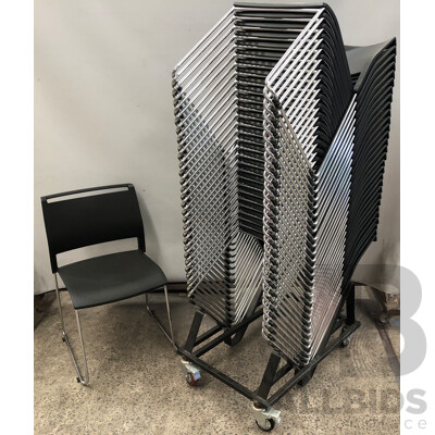 Axona Aichi Sled Base Chairs - Lot of 30 and Axona Aichi Chair Trolley