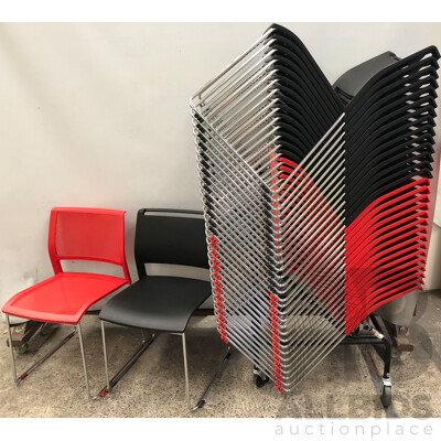 Axona Aichi Sled Base Chairs - Lot of 31 and Axona Aichi Tipo Chair Trolley