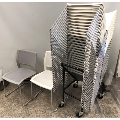 Axona Aichi Sled Base Chairs - Lot of 29 and Axona Aichi Tipo Chair Trolley