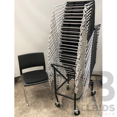 Axona Aichi Sled Base Chairs - Lot of 23 and Axona Aichi Tipo Chair Trolley