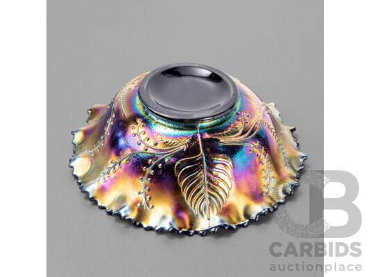 Crown Crystal 1920's Black Amethyst Carnival Bowl
